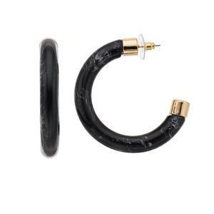 ❌SOLD❌Nine West Gold Tone & Black Hoop Earrings